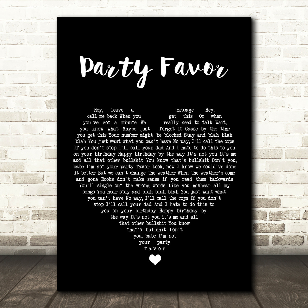Billie Eilish Party Favor Black Heart Song Lyric Print Red Heart Print