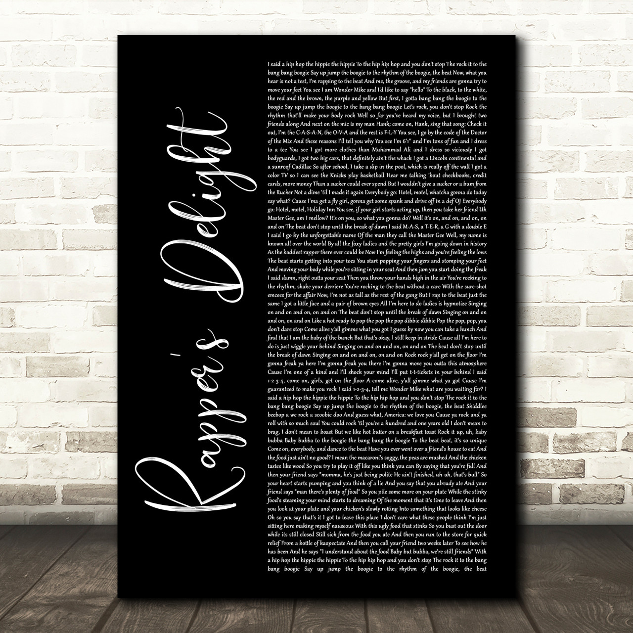The Sugarhill Gang Rapper S Delight Black Script Song Lyric Print