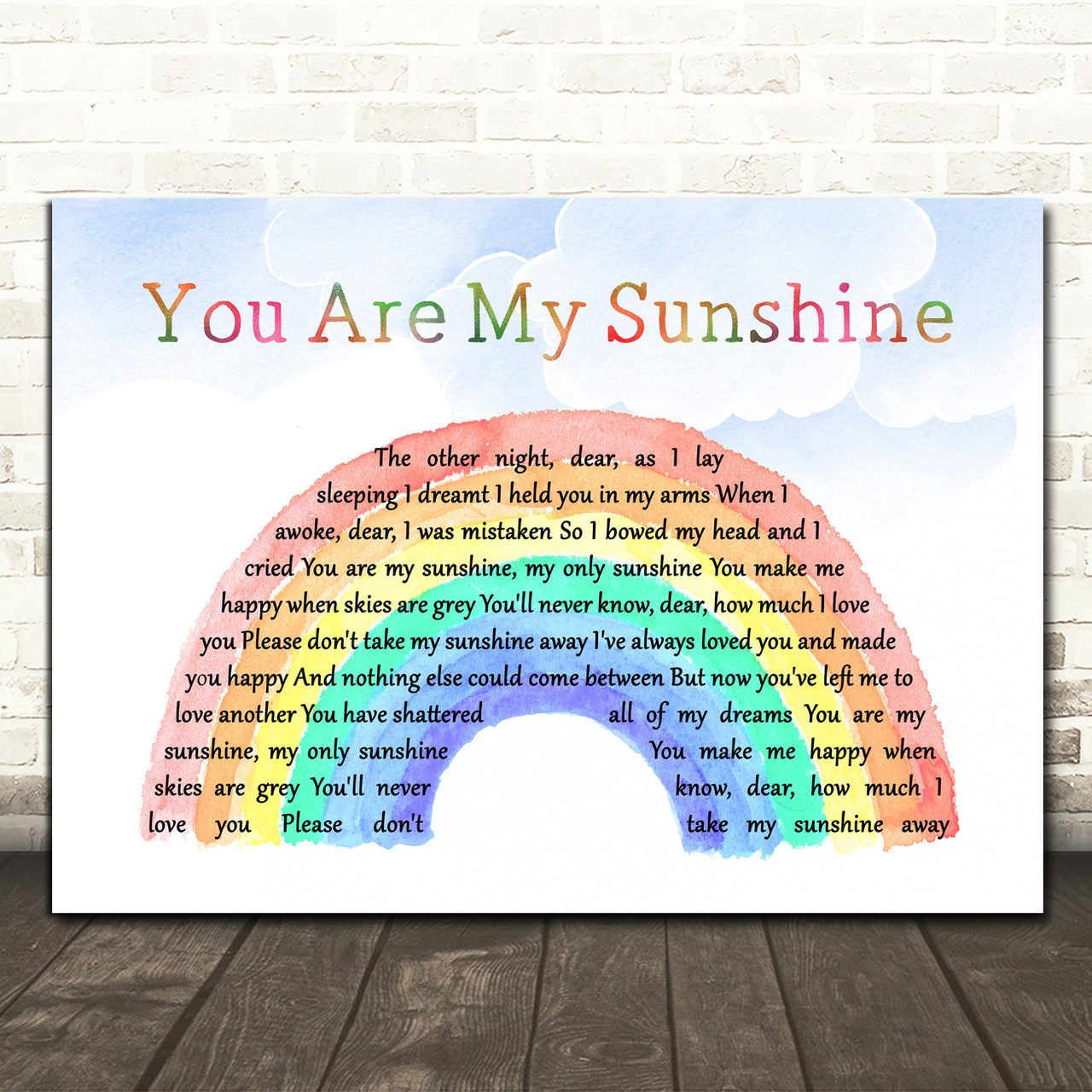 Nursery Decor: 3 Framed You Are My Sunshine Lyrics 8”x11” Baby