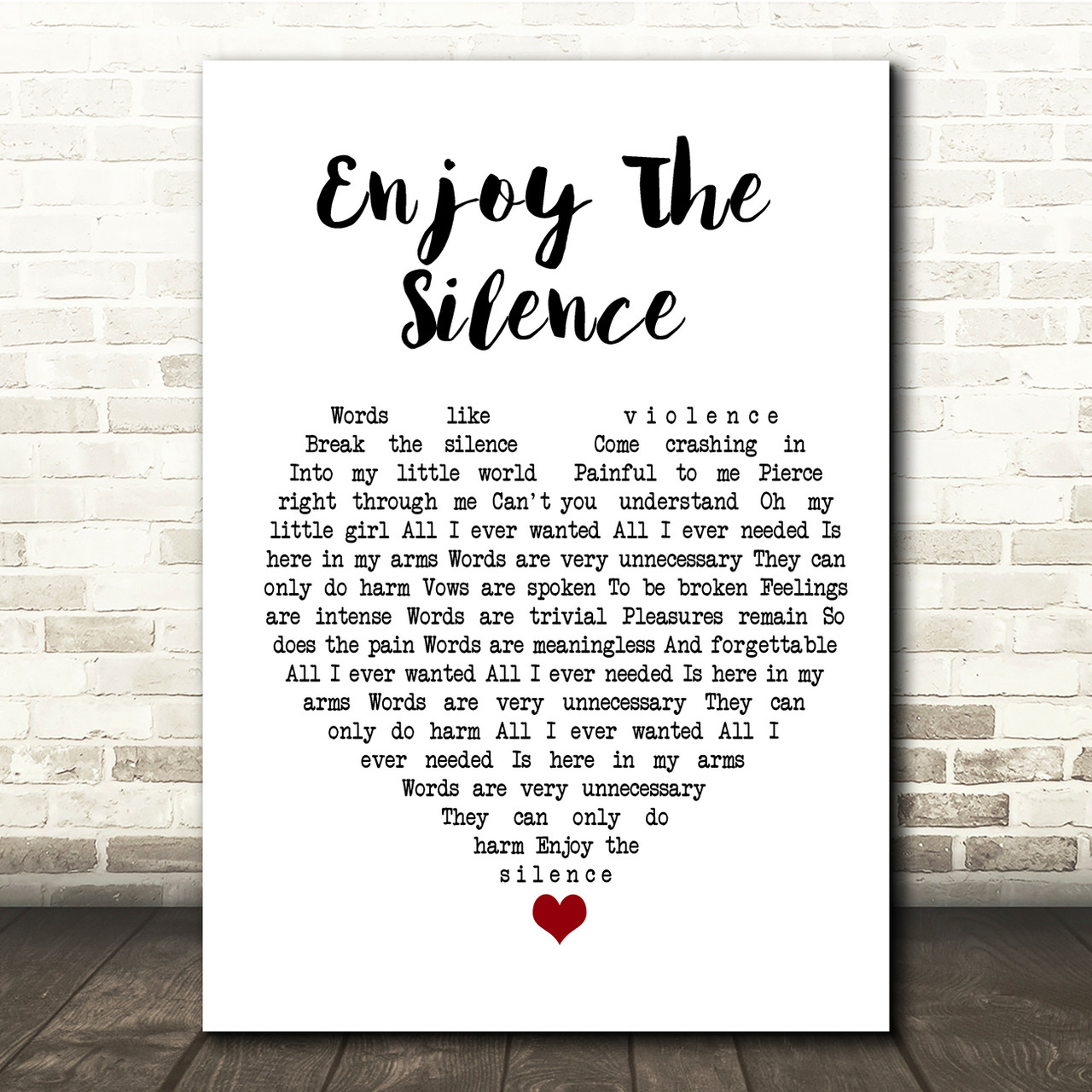 Aktuator shuttle oversøisk Depeche Mode Enjoy The Silence White Heart Song Lyric Quote Music Poster  Print - Red Heart Print