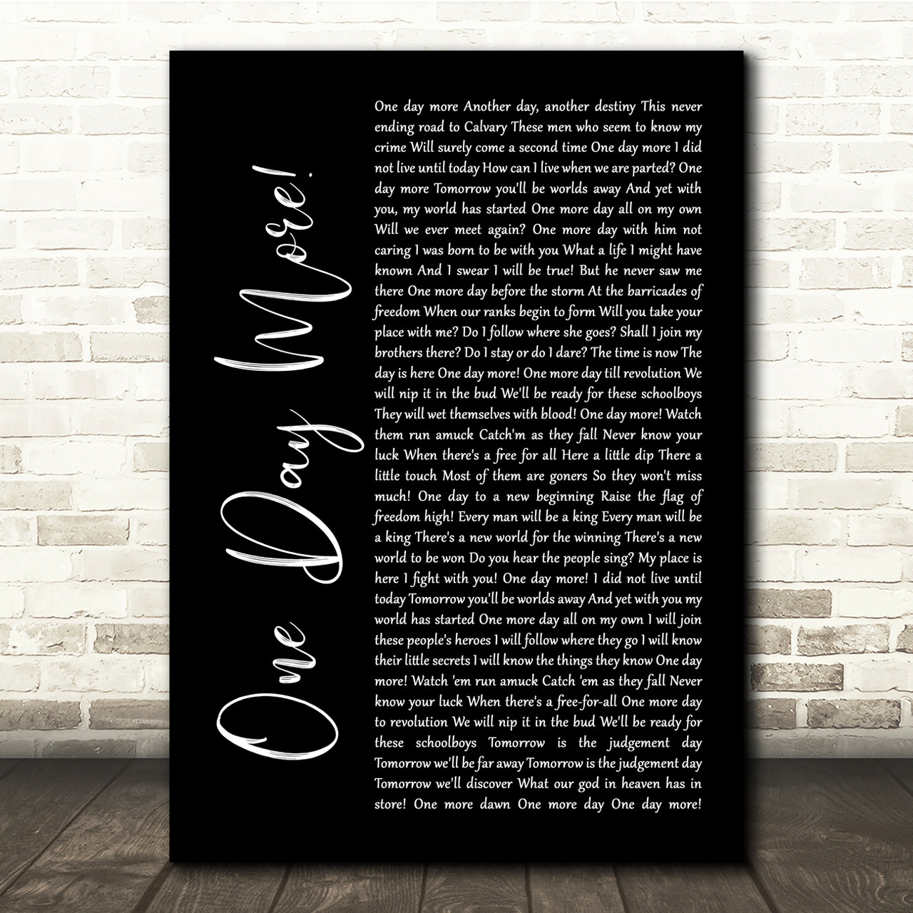 Les Miserables Cast One Day More Black Script Song Lyric Quote Music Poster Print Red Heart Print