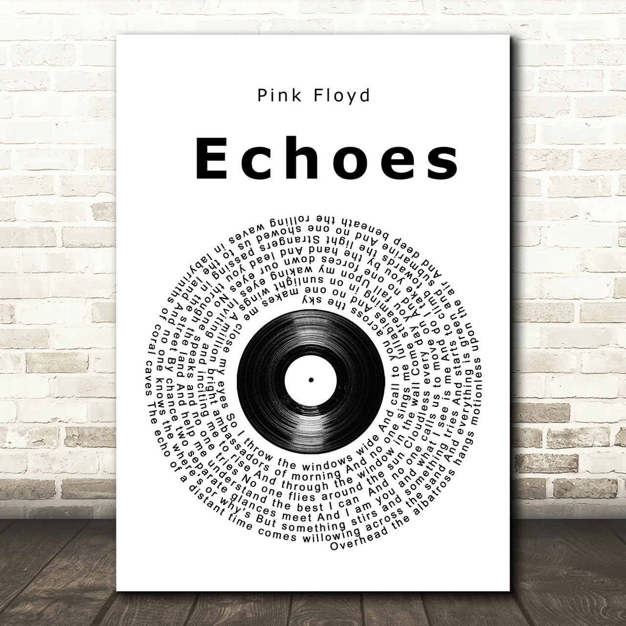 Pink Floyd Echoes Vinyl Record Song Lyric Quote Music Poster Print - Red  Heart Print