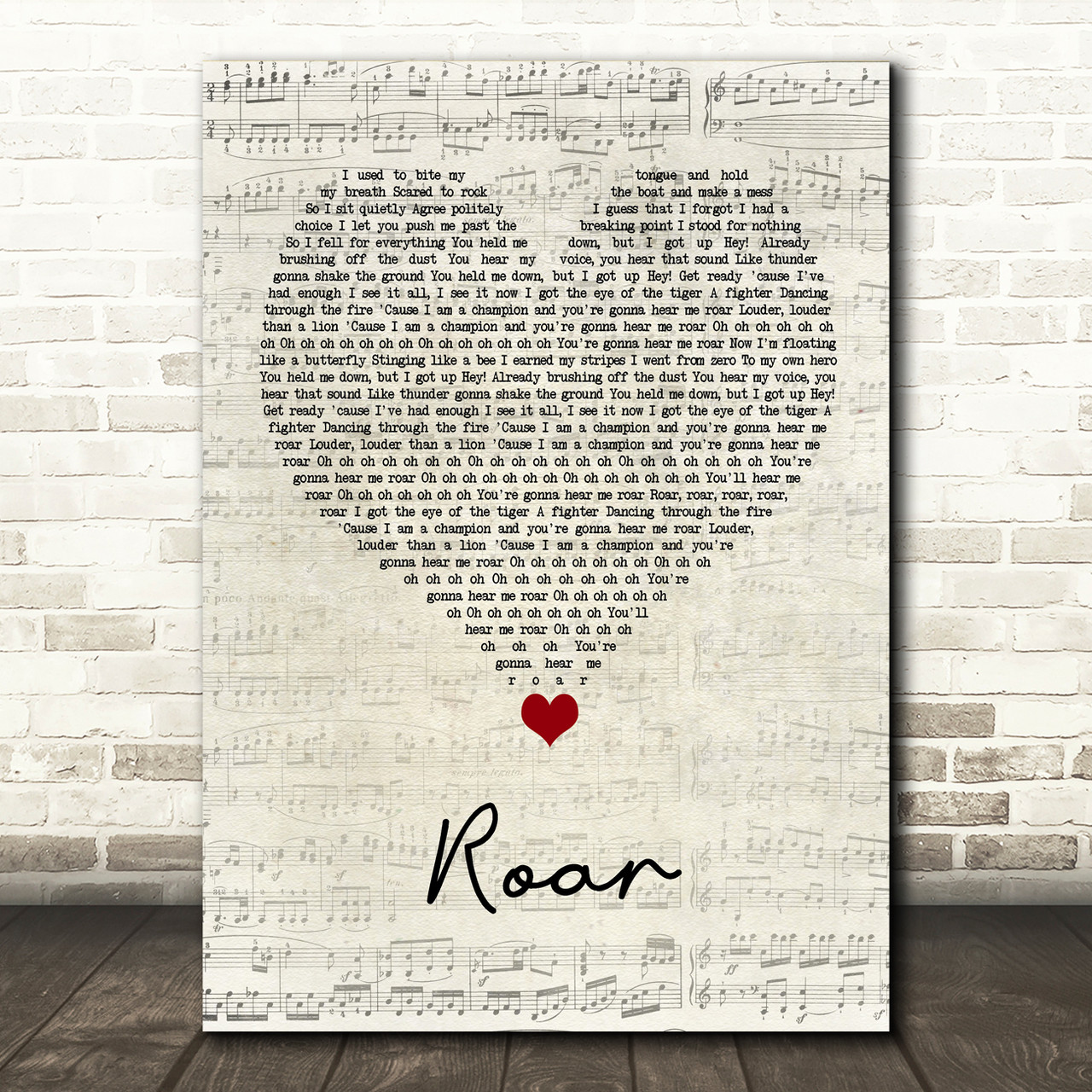 Katy Perry Roar White Heart Song Lyric Quote Music Poster Print