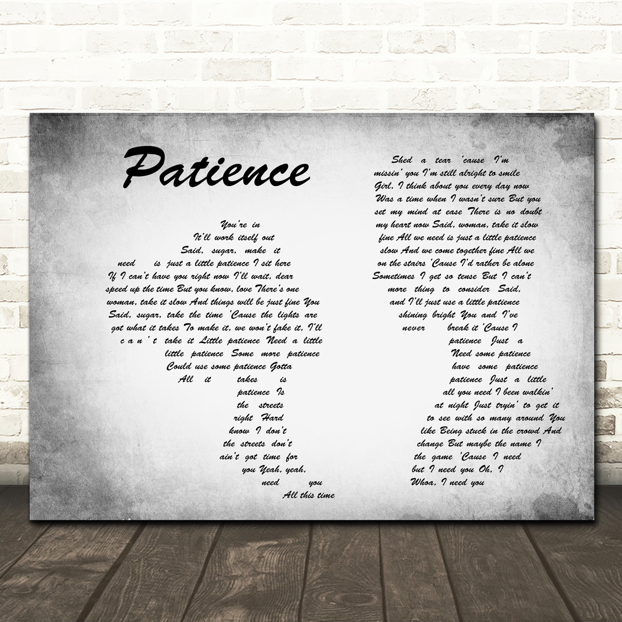 Guns N' Roses Patience Man Lady Couple Grey Lyric Art Print - Heart