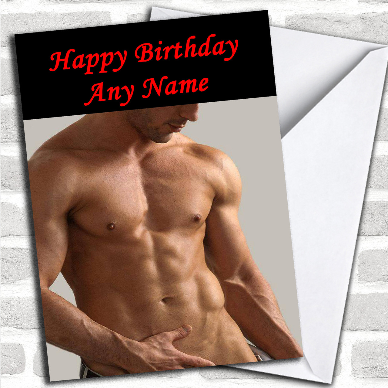 Sexy Mans Body Personalized Birthday Card pic picture