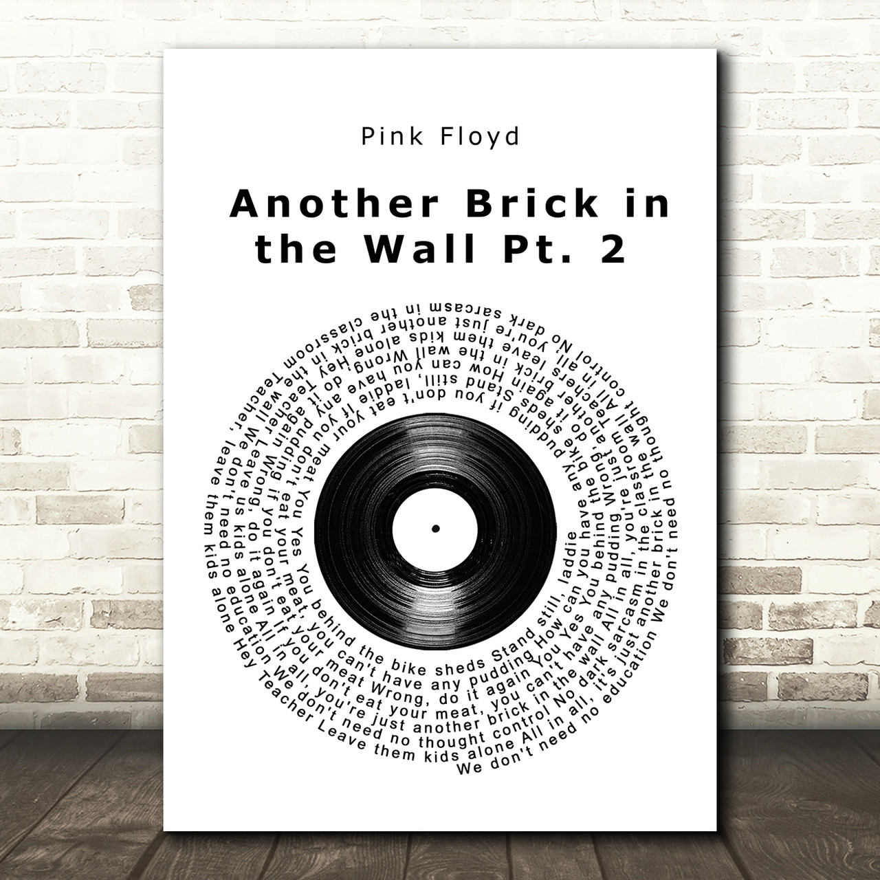 pink floyd another brick in the wall Vinyl Record Song Lyric Music Poster  Print