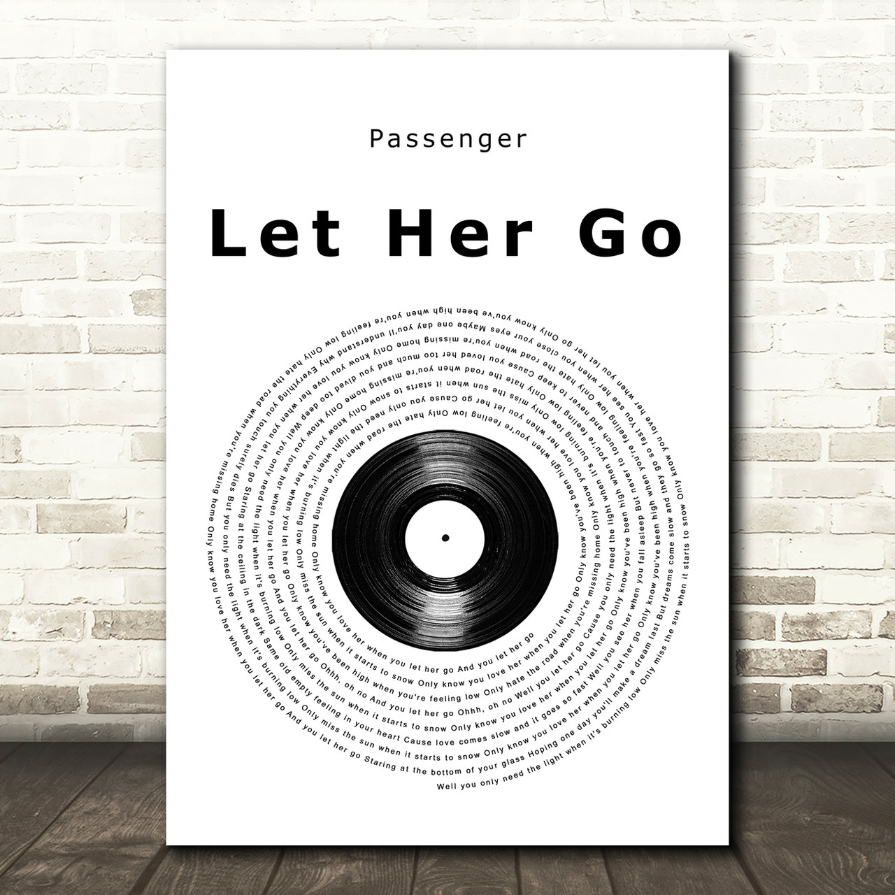 Dodge Forhandle Socialist Passenger Let Her Go Vinyl Record Song Lyric Wall Art Print - Red Heart  Print