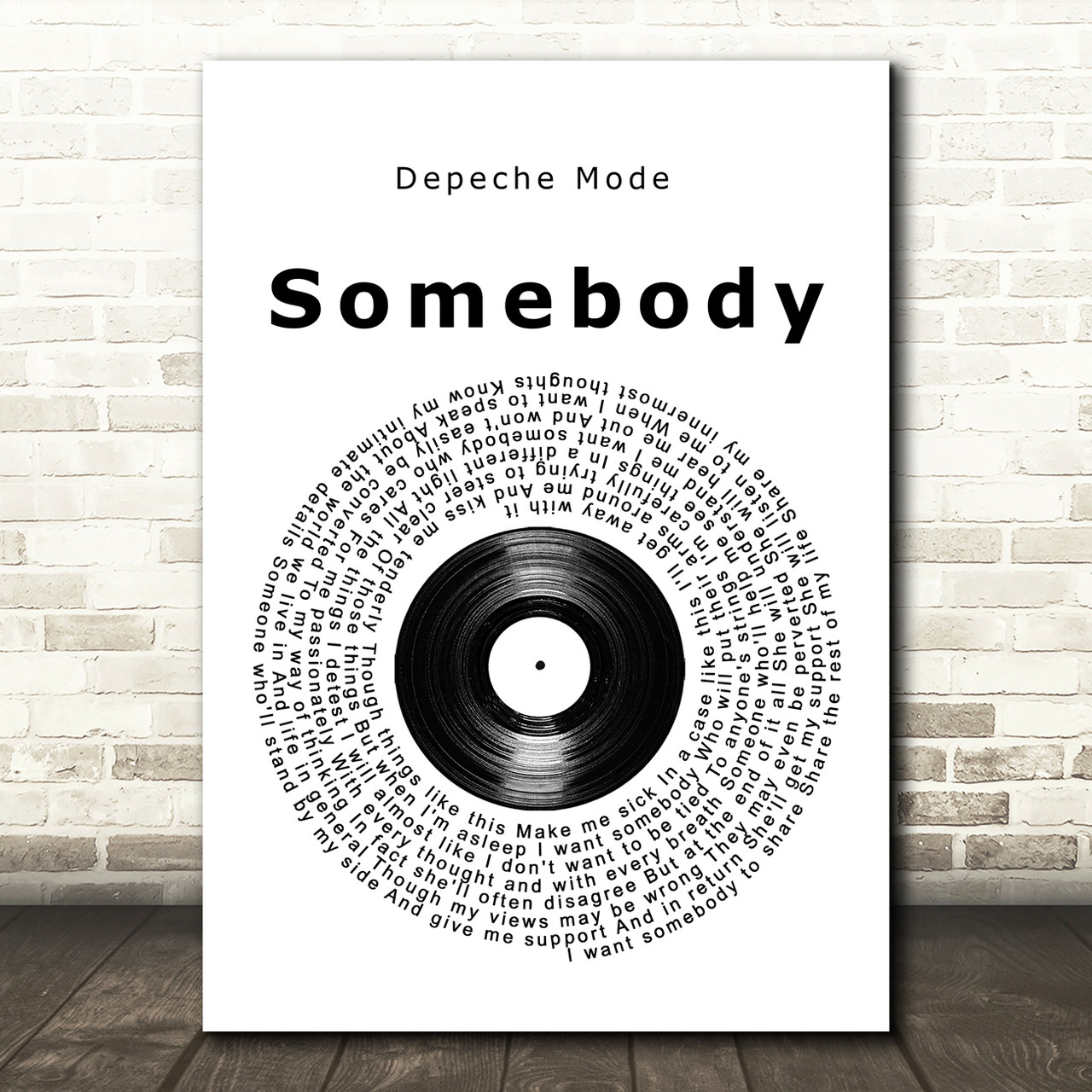 Depeche Mode Somebody Vinyl Record Song Lyric Wall Art Print - Red