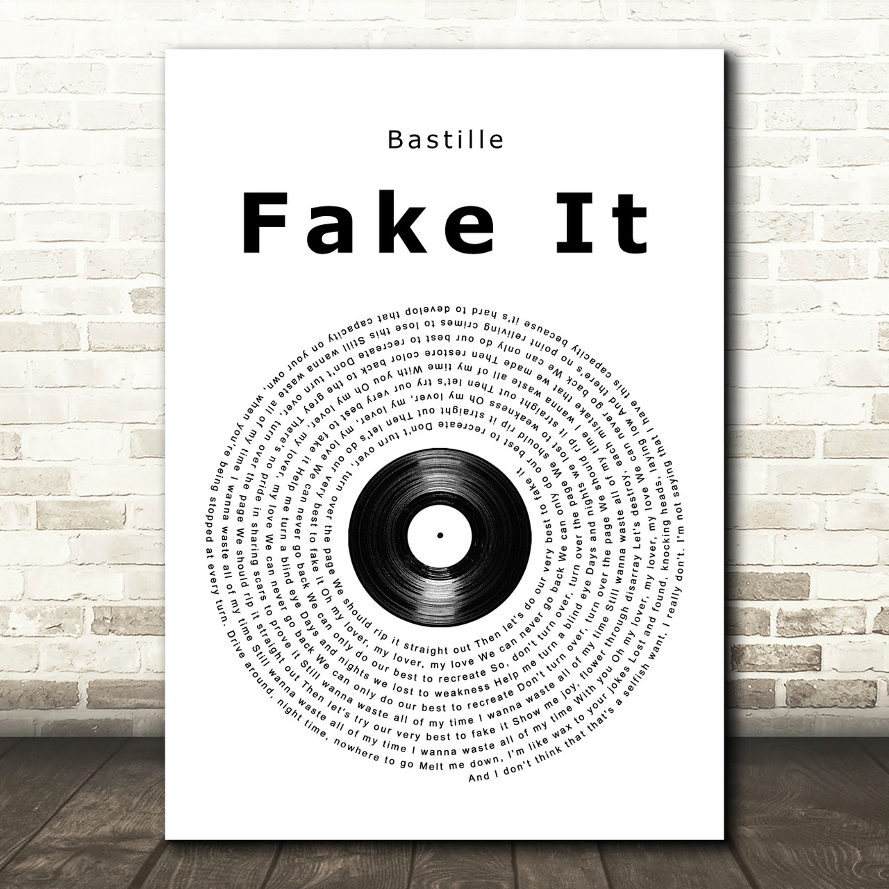 Bastille Fake It Vinyl Record Song Lyric Wall Art Print - Red