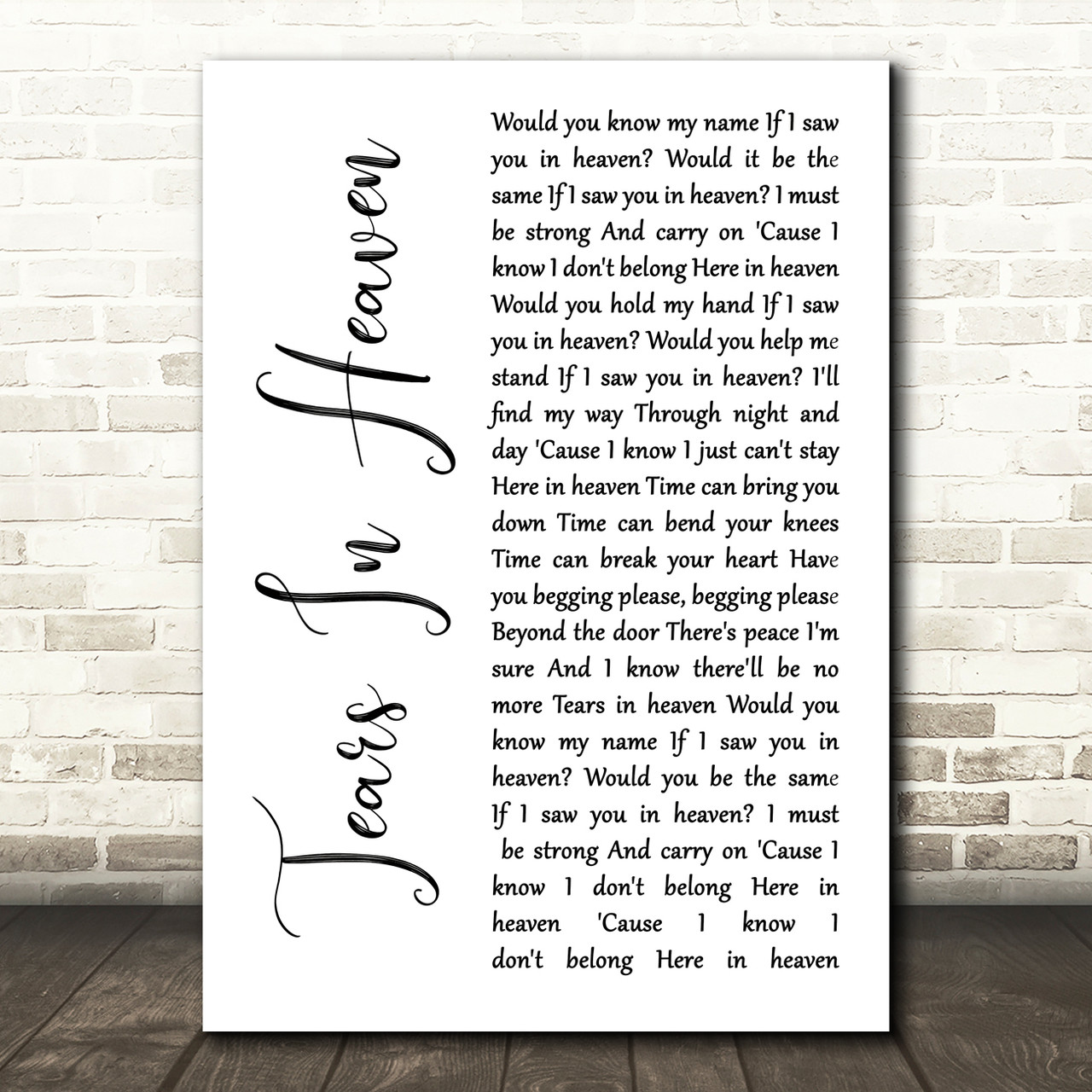 Eric Clapton Tears In Heaven Song Lyric Vintage Quote Print - Red Heart  Print