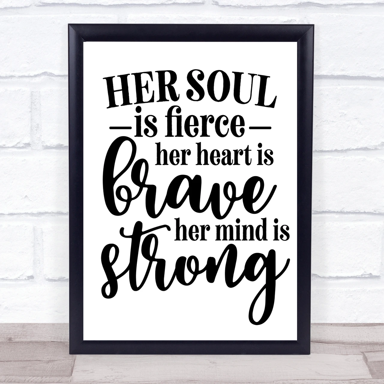 Her Soul Is Fierce Quote Typogrophy Wall Art Print - Red Heart Print