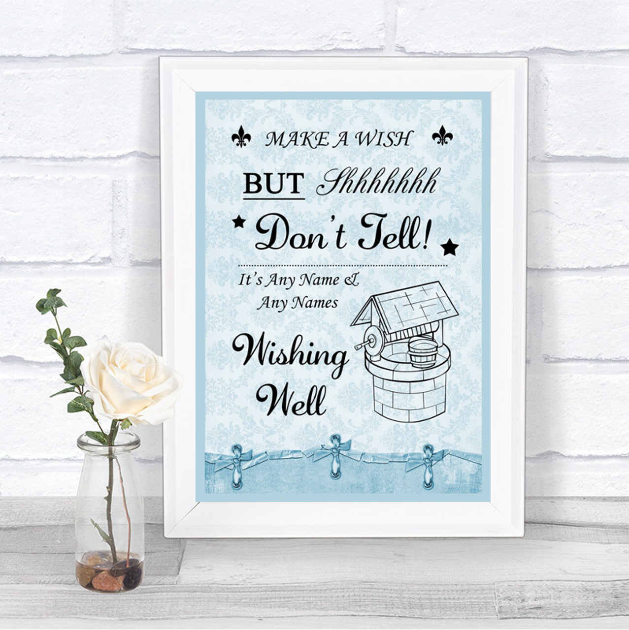 Distressed chic 'wishing Well Personalised shabby wedding sign plaque 