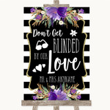 Black & White Stripes Purple Don't Be Blinded Sunglasses Wedding Sign