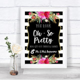 Black & White Stripes Pink Toilet Get Out & Dance Personalized Wedding Sign