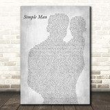 Lynyrd Skynyrd Simple Man Father & Baby Grey Song Lyric Print