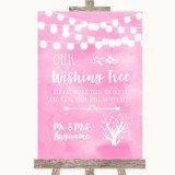 Baby Pink Watercolour Lights Wishing Tree Personalized Wedding Sign