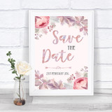 Blush Rose Gold & Lilac Save The Date Personalized Wedding Sign