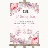 Blush Rose Gold & Lilac Wishing Tree Personalized Wedding Sign