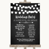 Chalk Style Black & White Lights Rules Of The Wedding Personalized Wedding Sign