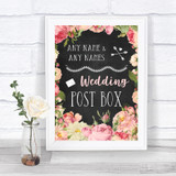 Chalkboard Style Pink Roses Card Post Box Personalized Wedding Sign