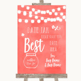 Coral Watercolour Lights Date Jar Guestbook Personalized Wedding Sign