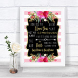 Gold & Pink Stripes When I Tell You I Love You Personalized Wedding Sign