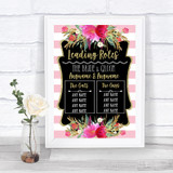 Gold & Pink Stripes Who's Who Leading Roles Personalized Wedding Sign