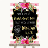 Gold & Pink Stripes Wishing Well Message Personalized Wedding Sign