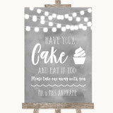 Grey Watercolour Lights Have Your Cake & Eat It Too Personalized Wedding Sign