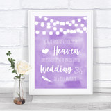 Lilac Watercolour Lights Heaven Loved Ones Personalized Wedding Sign