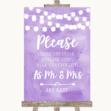 Lilac Watercolour Lights Share Your Wishes Personalized Wedding Sign