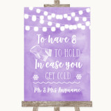 Lilac Watercolour Lights Wedding Blanket Scarf Personalized Wedding Sign