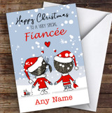 Snowy Scene Couple Fiancée Personalized Christmas Card