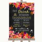 Pink Coral Orange & Purple Signature Favourite Drinks Personalized Wedding Sign