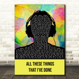 The Killers All These Things That I've Done Multicolour Man Headphones Song Lyric Music Art Print