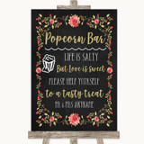 Chalk Style Blush Pink Rose & Gold Popcorn Bar Personalized Wedding Sign