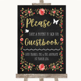 Chalk Blush Pink Rose & Gold Take A Moment To Sign Our Guest Book Wedding Sign