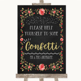 Chalk Style Blush Pink Rose & Gold Take Some Confetti Personalized Wedding Sign