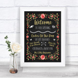 Chalk Style Blush Pink Rose & Gold Welcome Order Of The Day Wedding Sign