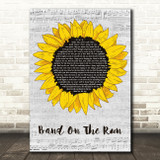 Paul McCartney & Wings Band On The Run Grey Script Sunflower Song Lyric Music Art Print