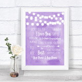 Lilac Watercolour Lights When I Tell You I Love You Personalized Wedding Sign