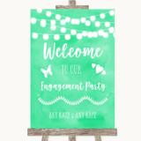 Mint Green Watercolour Lights Welcome To Our Engagement Party Wedding Sign