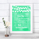 Mint Green Watercolour Lights When I Tell You I Love You Wedding Sign