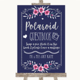 Navy Blue Pink & Silver Polaroid Guestbook Personalized Wedding Sign