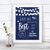 Navy Blue Watercolour Lights Date Jar Guestbook Personalized Wedding Sign