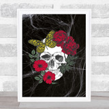 Flower Skull Red Gothic Home Wall Art Print