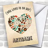 Our Love Is So Hip Cool Hipster Heart Personalized Valentine's Day Card