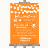 Orange Watercolour Lights Pick A Prop Photobooth Personalized Wedding Sign