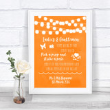 Orange Watercolour Lights Pick A Prop Photobooth Personalized Wedding Sign