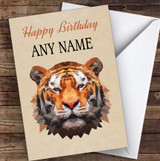 Tiger Polygon Personalized Birthday Greetings Card